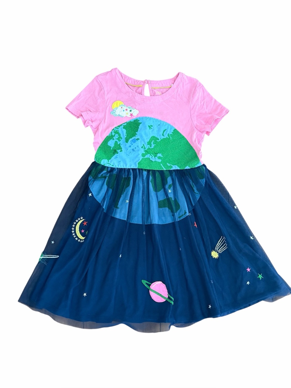 Mini Boden (7|8y) Space Earth Tulle Dress